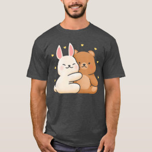 Söt kanin kramar björn Kanin och Bearhey delar kär T Shirt