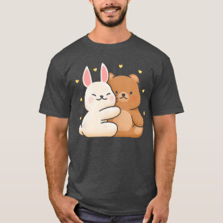 Söt kanin kramar björn Kanin och Bearhey delar kär T Shirt