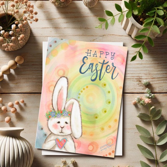 Söt Kanin Kreativitet Pastell Glad Påsk Kort (Skapare uppladdad)