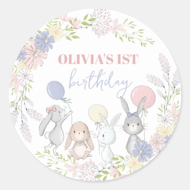Söt kanin Kuvert Tätar sticker etiketter (Framsida)
