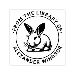 Söt kanin Linje Konst #3 Bibliotek Boknamn Självfärgande Stämpel