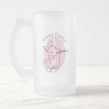 Söt kanin linjekonst Rosa ägg Vår  