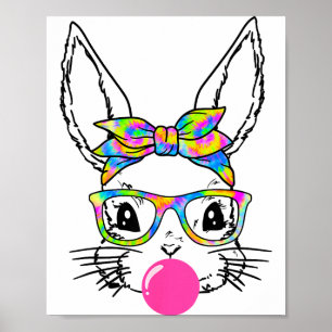 Söt kanin med bandana Tie Dye Glasögon Bubblegum  Poster