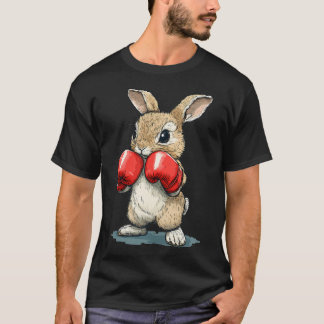 Söt Kanin Med Boxningshandskor För Roligt T Shirt