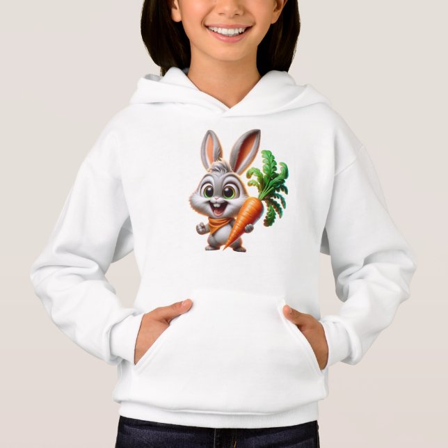 Söt kanin med glad karott konst t shirt (Framsida)