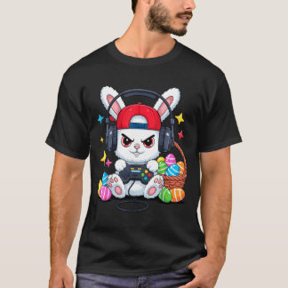 Söt kanin med hörlurar spelar påsk  t shirt