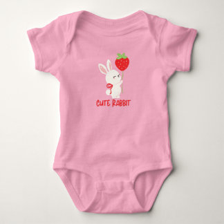 Söt kanin med jordgubbs Kawaii-design T Shirt