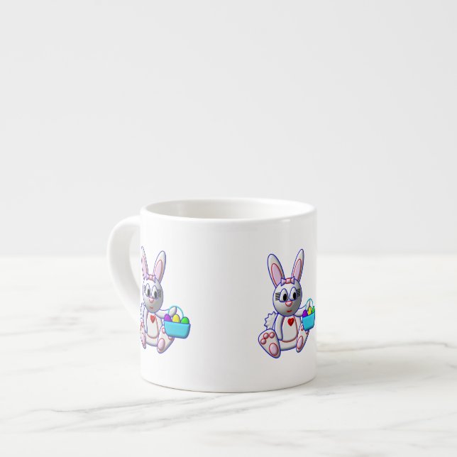 Söt kanin med korg espressomugg (Framsida vänster)