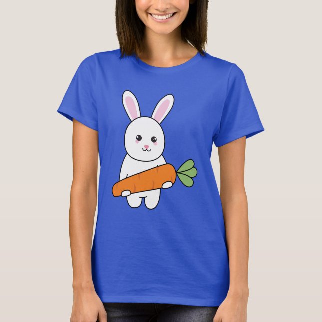 Söt kanin med morot T-Shirt (Framsida)