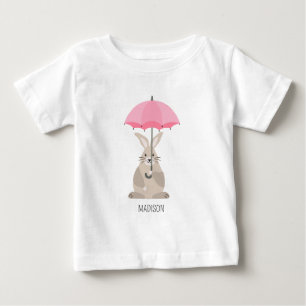 Söt kanin med paraply anpassat namn t shirt