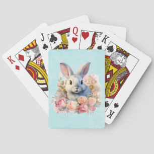 Söt kanin med rosenkrans casinokort