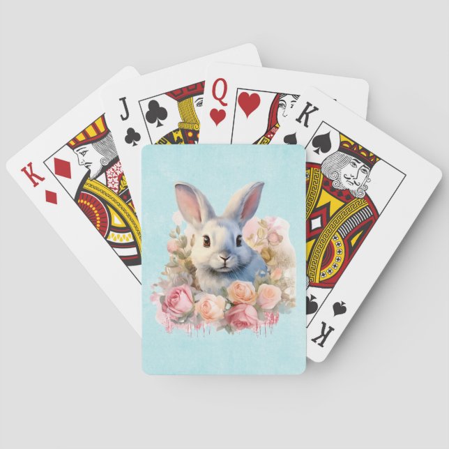 Söt kanin med rosenkrans casinokort (Baksidan)