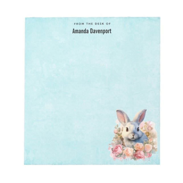 Söt kanin med rosfestoon anteckningsblock (Framsida)