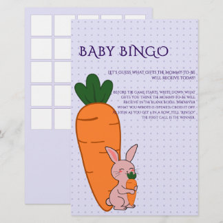 Söt kanin & morot Baby Shower Baby Bingo-spel