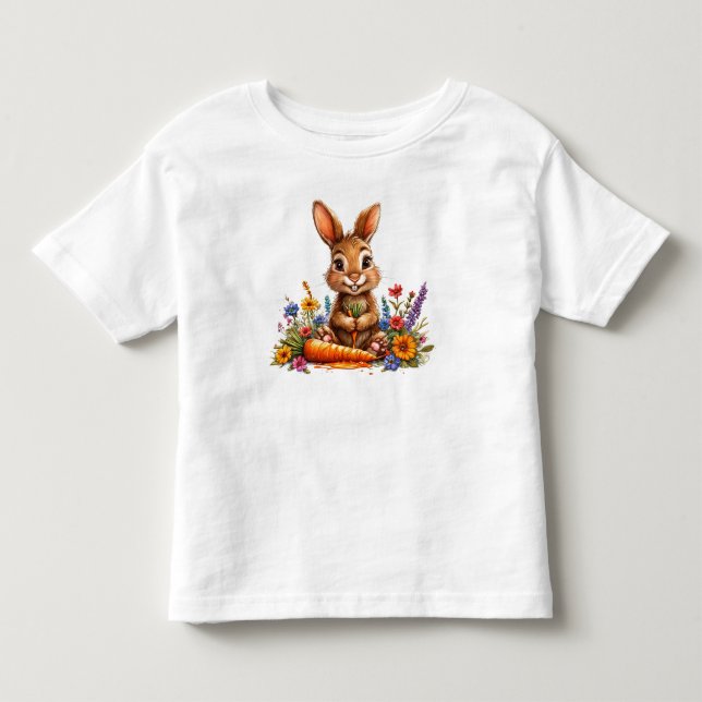 🥕🐰 Söt Kanin Morot Barn Kläder ✨ T Shirt (Framsida)