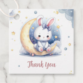 Söt kanin och glansig måne gåvor etiketter