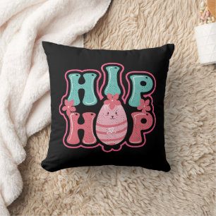 Söt kanin påskjakt hip hop glad påsk Svart Kudde