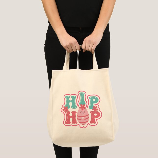 Söt kanin påskjakt hip hop glad påsk tygkasse (Framsida (produkt))