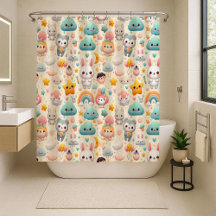 Söt Kanin Pastell Whimsical Barn Duschdraperi