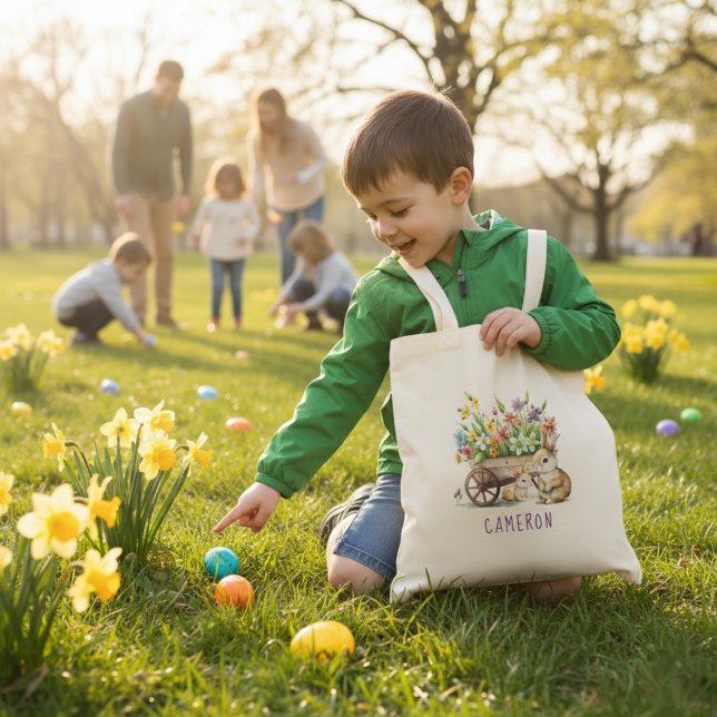 Söt kanin Personlig påsk Tygkasse (Cute Bunnies Personalized Easter Tote Bag)