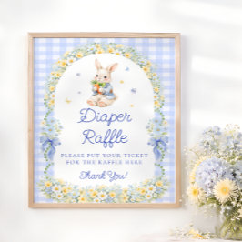 Söt kanin pojke baby shower blöja lotteri poster