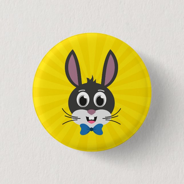 Söt kanin pojke tecknad påsk kanin knapp (Framsida)