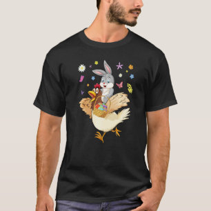 Söt kanin ridande kyckling jägare ägg bönder påsk t shirt
