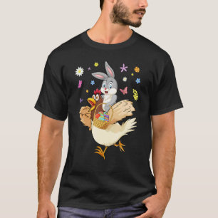 Söt kanin ridande kyckling jägare ägg bönder påsk t shirt