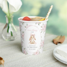 Söt kanin, rosa band, rosa blommor, Första födelse