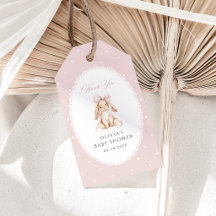 Söt kanin, rosa band, rosa prickar, baby shower