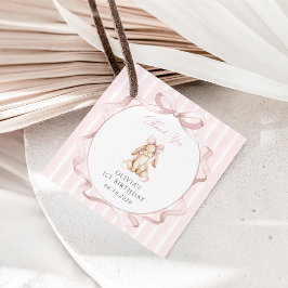 Söt kanin, rosa band, rosa ränder, Första födelsed Gåvor Etiketter