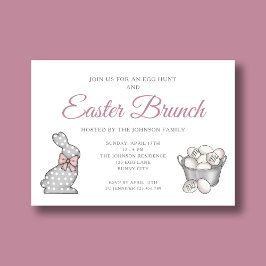 Söt Kanin Rosa Påskbrunch Äggsökning Inbjudningar