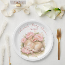 Söt kanin rosa peony baby shower