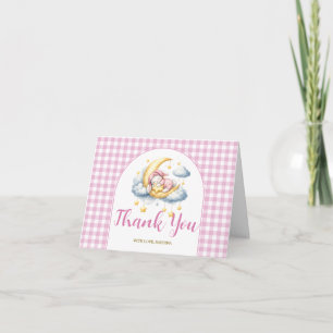 Söt kanin rosa pojke flicka måne stjärna baby dusc tack kort