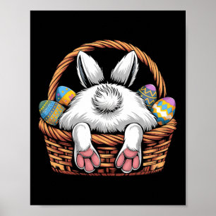 Söt kanin skiss jakt på chokladägg äggsökning påsk poster