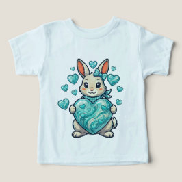 Söt kanin som håller ett glänsande turkos hjärta – t shirt