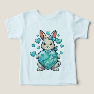 Söt kanin som håller ett glänsande turkos hjärta – t shirt