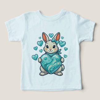 Söt kanin som håller ett glänsande turkos hjärta – t shirt
