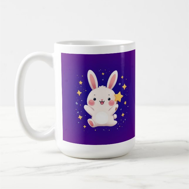 Söt kanin stjärnmugg – Kawaii djur kaffekopp (Vänster)