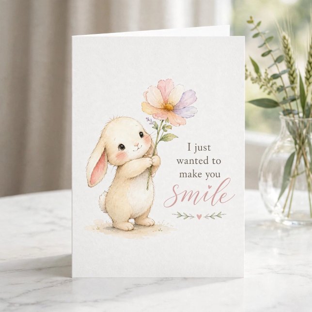 Söt kanin Tänker på dig-kort Kort (    Luxury watercolor greeting card
    Front cover design)