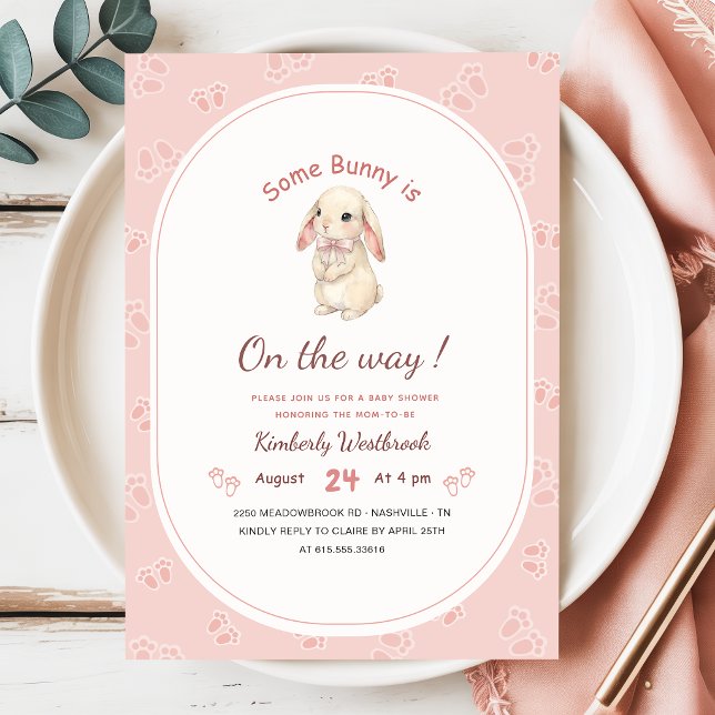 Söt kanin tjej baby shower inbjudningar (Skapare uppladdad)