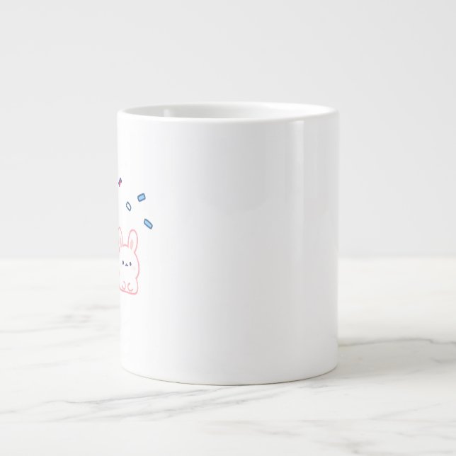 Söt kanin under godisregn jumbo mugg (Framsidan)
