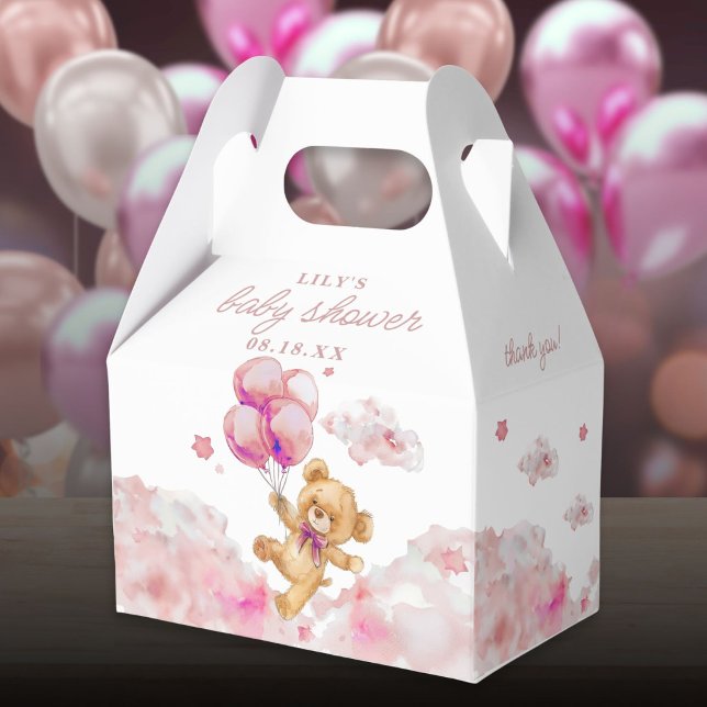 Söt kanin väntar rosa flicka baby shower presentaskar (Cute Bearly Wait Pink Girl Baby Shower Favor Boxes)