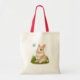 Söt kanin väska med fjäril Naturlig Totebag