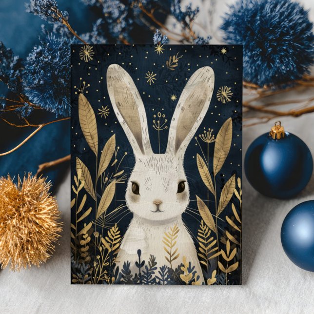 Söt kanin vinter skogsmark Elegant jul  Vykort (Skapare uppladdad)
