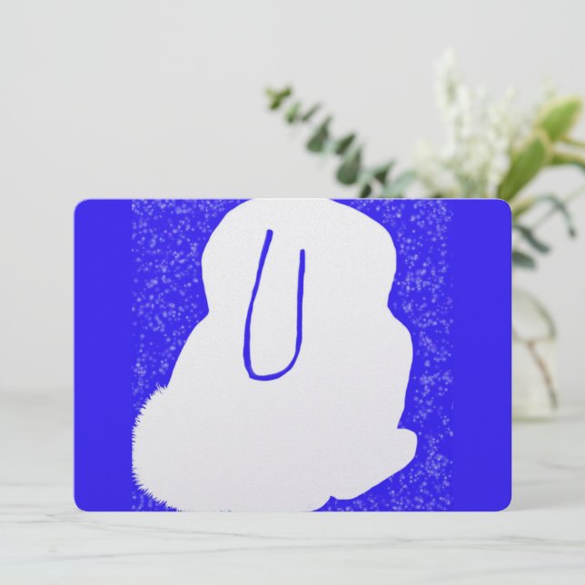 Söt kanin vintersolstånds flat design julkort (Stående Fram)