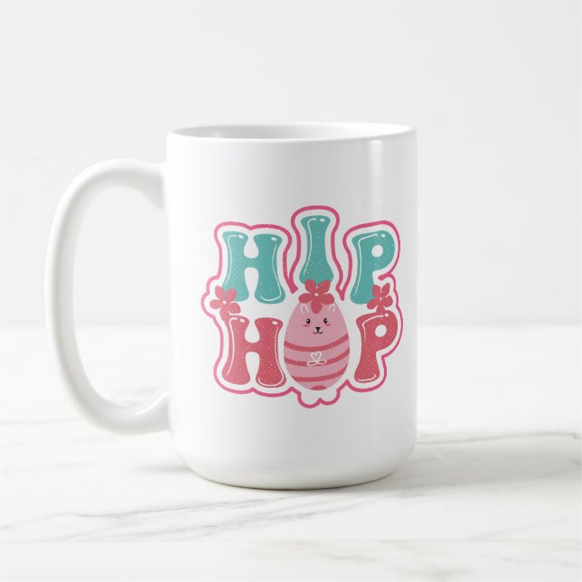 Söt kaninägg hip hop glad påsk  kaffemugg (Vänster)