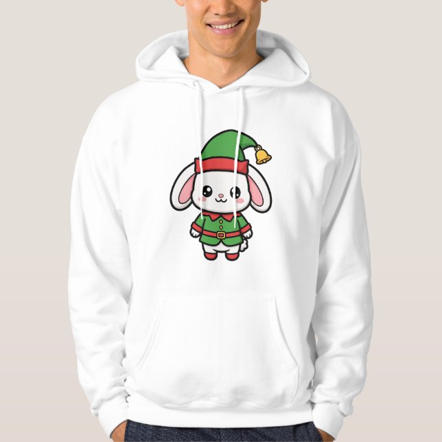 Söt kaninälva jul hoodie (Framsida)