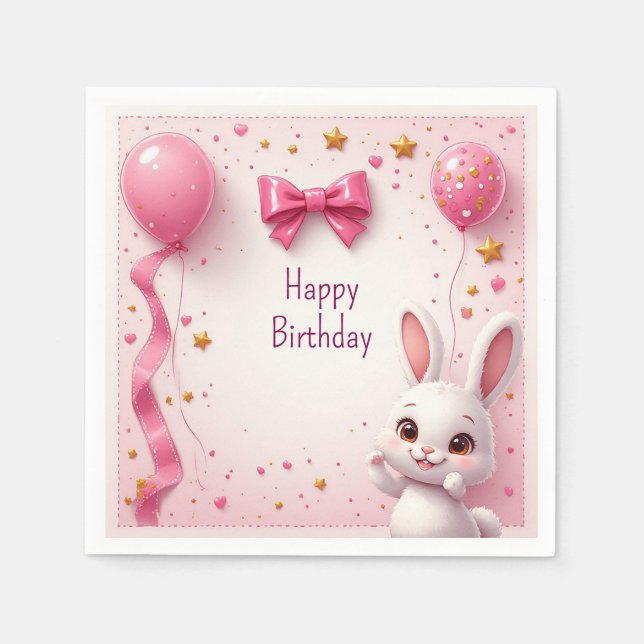 Söt kaninbaby födelsedag 🐰 pappersservett (Framsidan)