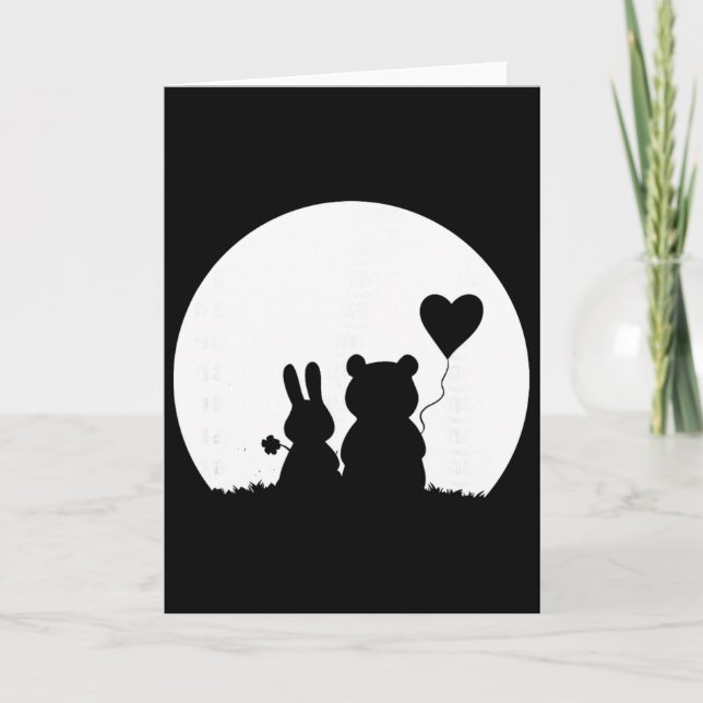 Söt kaninbjörnpar Valentin dag älskare  Kort (Framsida)
